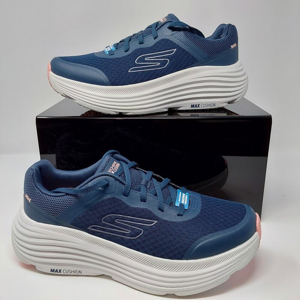 Skechers Max Cushioning Elite Navy Pink Wide Fit Women’s 8.5 Shoes
